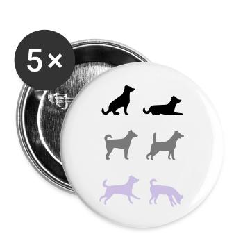 Sechs Hunde - Buttons groß 56 mm (5er Pack) - Weiß - Vorne