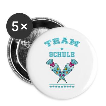 Team Schule Einschulung Schultüte Zuckertüte - Buttons groß 56 mm (5er Pack) - Weiß - Vorne