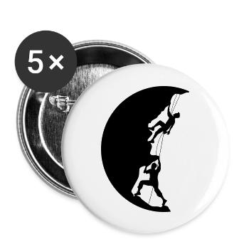 kreis nacht mond sonne abend team paar 2 freunde l - Buttons groß 56 mm (5er Pack) - Weiß - Vorne