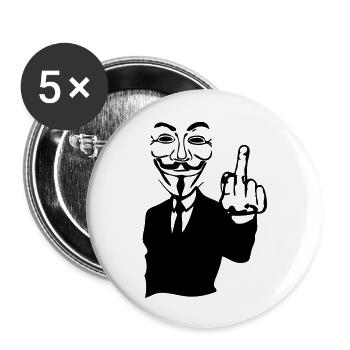 anonymen Maske Maske fuck6 Hand in Hand zusammen - Buttons groß 56 mm (5er Pack) - Weiß - Vorne