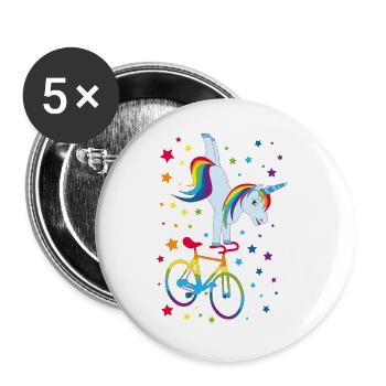 Cyclisme artistique, cyclisme artistique, cyclisme en salle, licorne - Lot de 5 grands badges (56 mm) - blanc - Devant