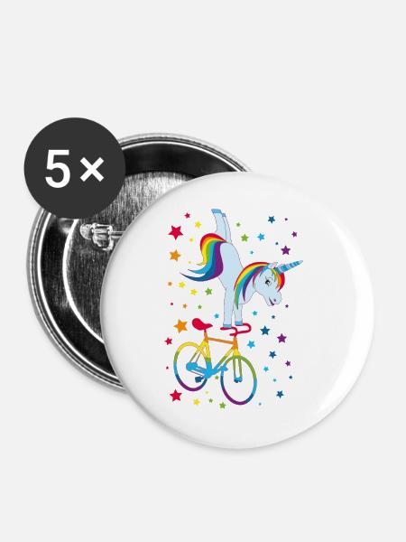Kunstrad, Kunstradfahren, Hallenradsport, Einhorn - Buttons groß 56 mm (5er Pack) - Weiß