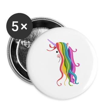 Süßes Einhorn - Einhörner - Unicorn - Unicorns - Buttons groß 56 mm (5er Pack) - Weiß - Vorne