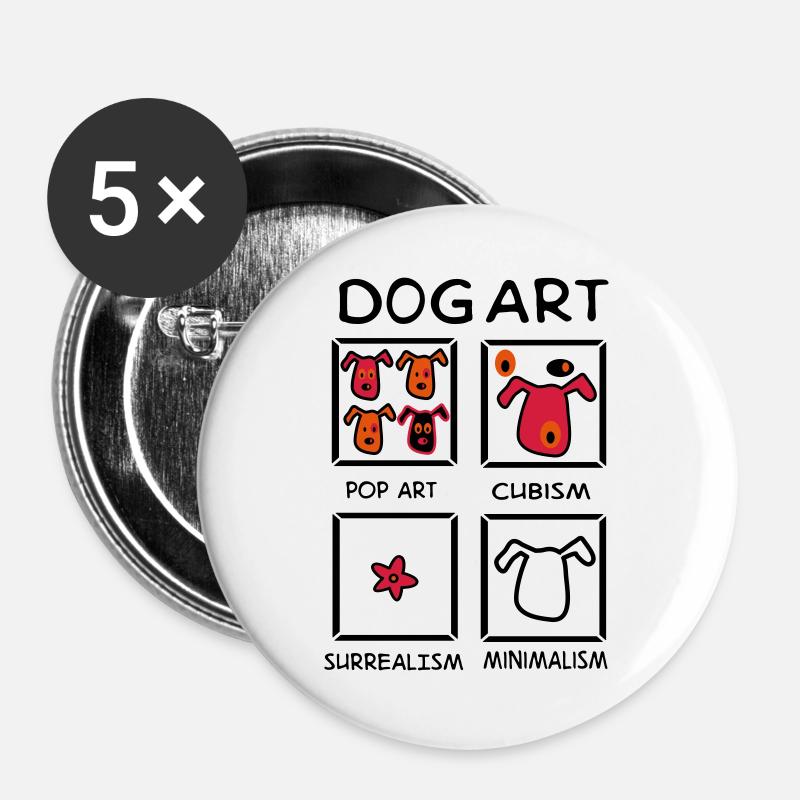 Hund - Buttons groß 56 mm (5er Pack) - Weiß