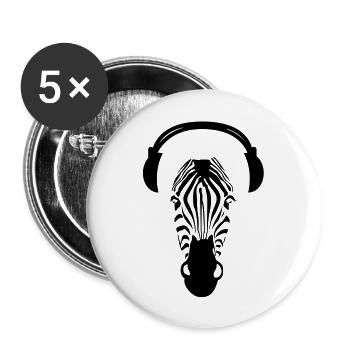 Zebra with Headphones - Buttons groß 56 mm (5er Pack) - Weiß - Vorne