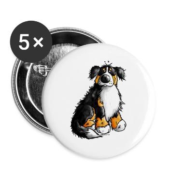 Berner Sennenhund - Bernese Mountain Dog - Buttons groß 56 mm (5er Pack) - Weiß - Vorne