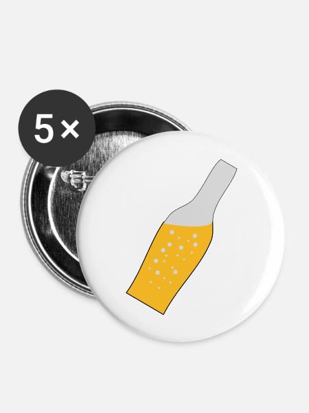 Bierflasche - Buttons groß 56 mm (5er Pack) - Weiß