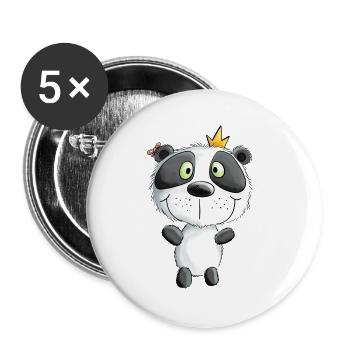 Panda Prinzessin I Mädchen I Lustige Comic Tiere - Buttons groß 56 mm (5er Pack) - Weiß - Vorne