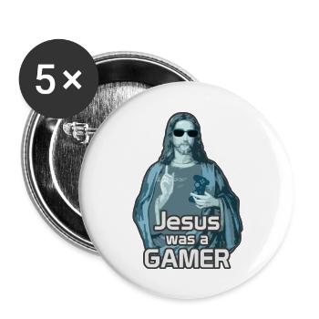 Gamer Jesus Christ - Buttons groß 56 mm (5er Pack) - Weiß - Vorne