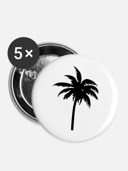 Palme - Buttons groß 56 mm (5er Pack) - Weiß