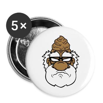 visage tête merde aigre pisse agacé - Lot de 5 grands badges (56 mm) - blanc - Devant