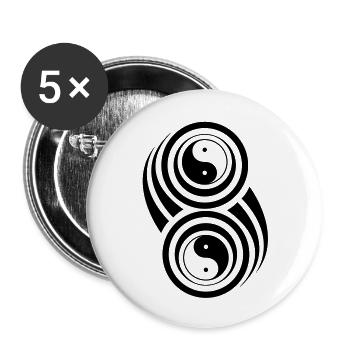 ying yang, yin, yang, tribal, shape, crop, circle - Buttons large 2.2''/56 mm (5-pack) - white - Front