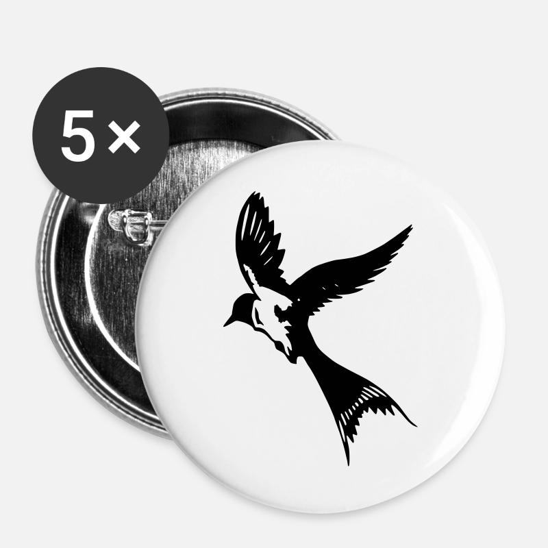 Flying Swallow - Buttons large 2.2''/56 mm (5-pack) - white