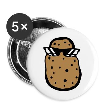 sonnenbrille cool kerl kartoffel essen lecker koch - Buttons groß 56 mm (5er Pack) - Weiß - Vorne