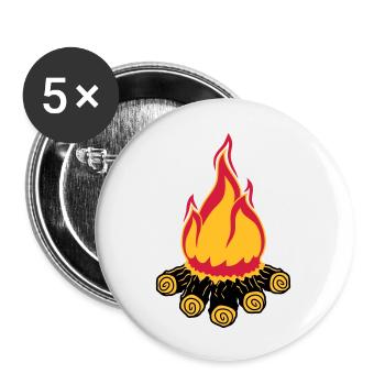 lagerfeuer camping abend nacht campen camper holz - Buttons groß 56 mm (5er Pack) - Weiß - Vorne