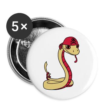 snake pirate sailor captain sailor seebaer - Buttons large 2.2''/56 mm (5-pack) - white - Front