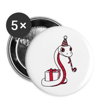 fête d'anniversaire fête cadeau serpent visage - Lot de 5 grands badges (56 mm) - blanc - Devant