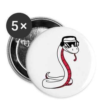 dj cool musik party feiern sonnenbrille kopfhoerer - Buttons groß 56 mm (5er Pack) - Weiß - Vorne