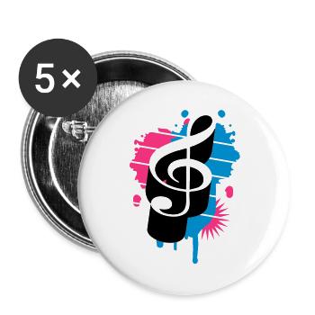 une clé de sol comme un graffiti - Lot de 5 grands badges (56 mm) - blanc - Devant