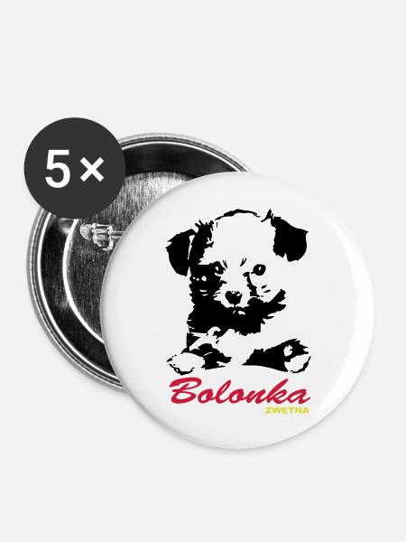 bolonka zwetna puppies yella - Buttons large 2.2''/56 mm (5-pack) - white