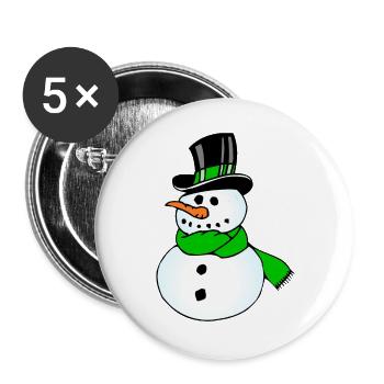 Snowman in Green Scarf - Buttons large 2.2''/56 mm (5-pack) - white - Front