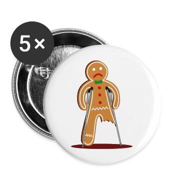 Verletzter Lebkuchenann (rot) - Buttons groß 56 mm (5er Pack) - Weiß - Vorne