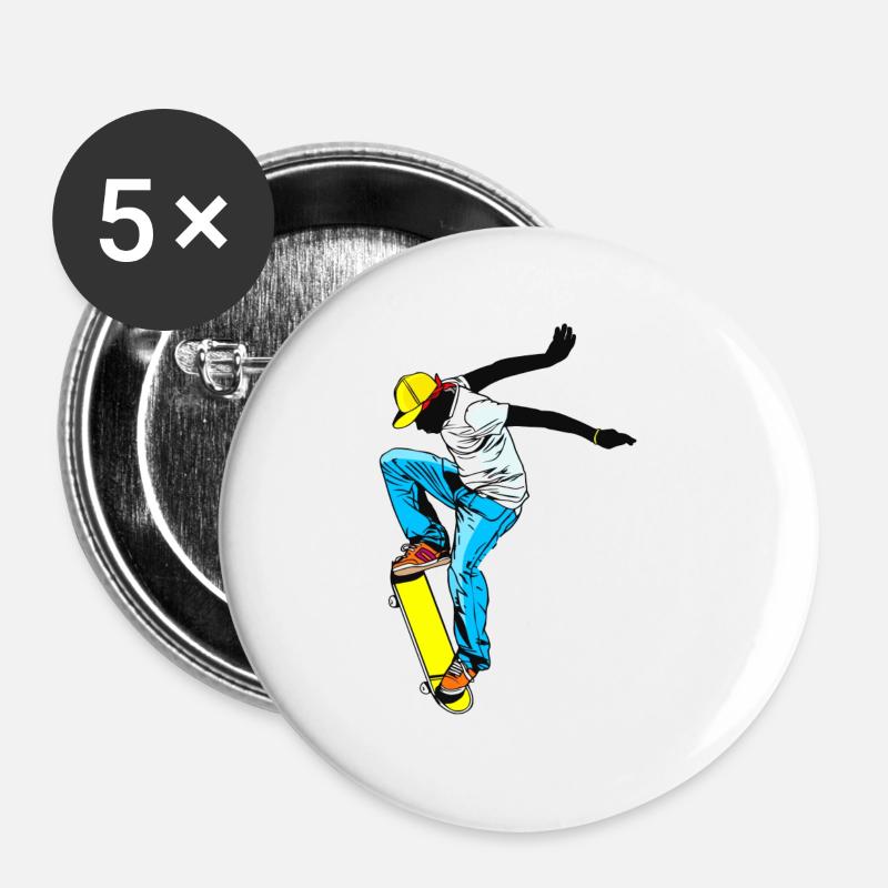 Skateboard skaters - Buttons large 2.2''/56 mm (5-pack) - white