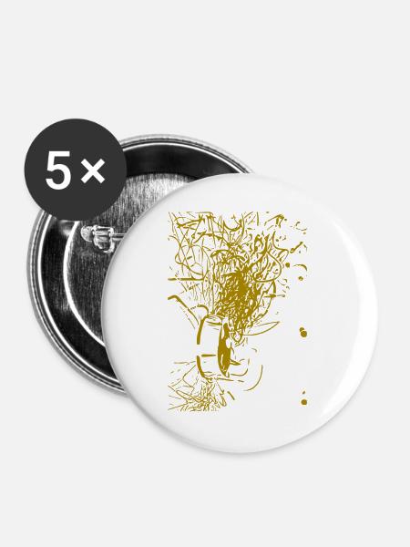 abstraktes Design - Buttons groß 56 mm (5er Pack) - Weiß