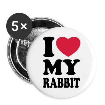 I love my rabbit - Ich liebe mein Kaninchen - Buttons groß 56 mm (5er Pack) - Weiß - Vorne