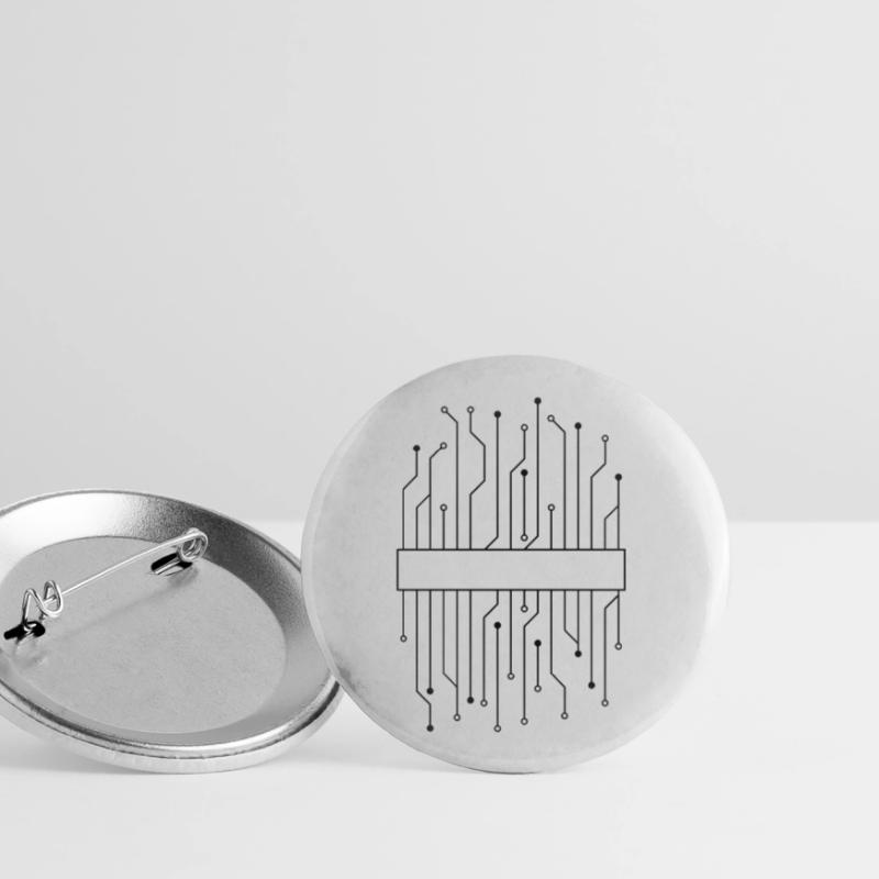 shield frame text circuit wire data microch Buttons large 2.2''/56 mm (5-pack)