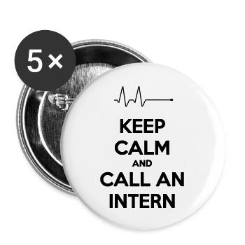 Keep Calm And Call An Intern - Lot de 5 grands badges (56 mm) - blanc - Devant
