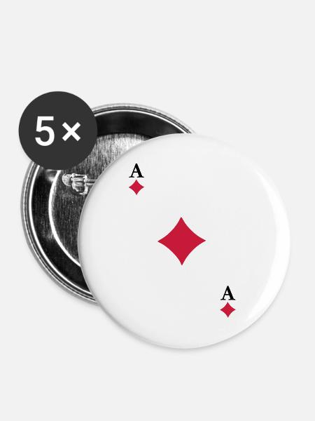 Ace of Diamonds - Buttons large 2.2''/56 mm (5-pack) - white