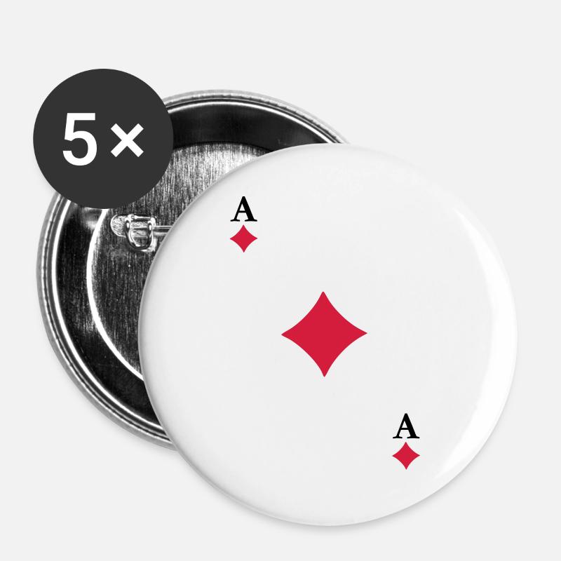 Ace of Diamonds - Buttons large 2.2''/56 mm (5-pack) - white