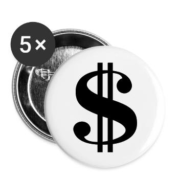 Dollar__V001 - Buttons groß 56 mm (5er Pack) - Weiß - Vorne