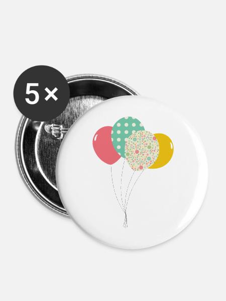 luftballons - Buttons groß 56 mm (5er Pack) - Weiß