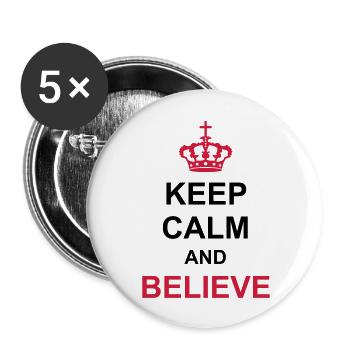crown keep calm and believe poster royal king kr - Buttons large 2.2''/56 mm (5-pack) - white - Front