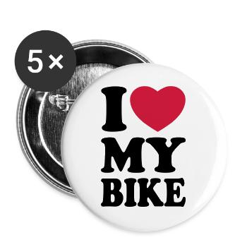 I love my bike - Ich liebe mein Motorrad - Buttons groß 56 mm (5er Pack) - Weiß - Vorne