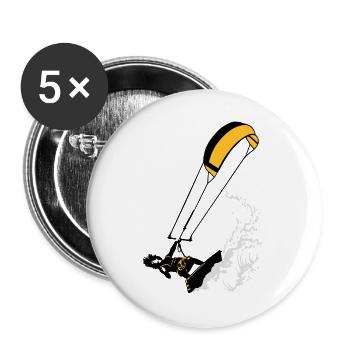 Kitesurfen und Wellen flex - Buttons groß 56 mm (5er Pack) - Weiß - Vorne