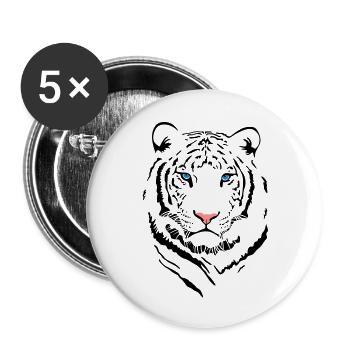 White Tiger #2 - Buttons large 2.2''/56 mm (5-pack) - white - Front