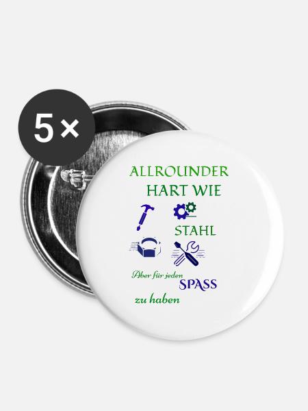 Handwerker Kaffee und Bier - Buttons groß 56 mm (5er Pack) - Weiß