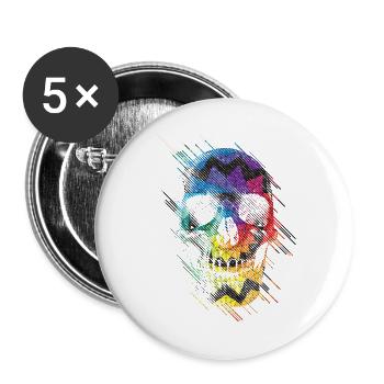 Crâne géométrique - Lot de 5 grands badges (56 mm) - blanc - Devant