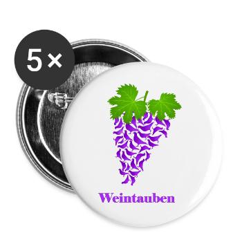 rote Weintauben, Weintrauben, Tauben, Taube - Buttons groß 56 mm (5er Pack) - Weiß - Vorne