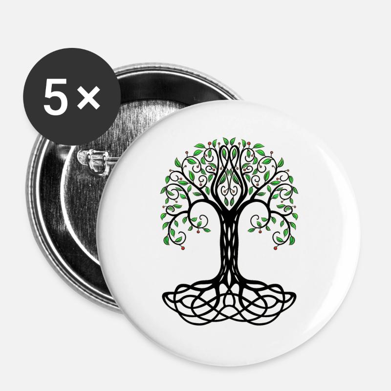 Baum des Lebens - Buttons groß 56 mm (5er Pack) - Weiß