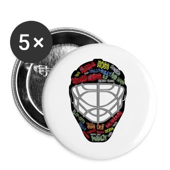 Eishockey, Torwartmaske, Maske - Buttons groß 56 mm (5er Pack) - Weiß - Vorne