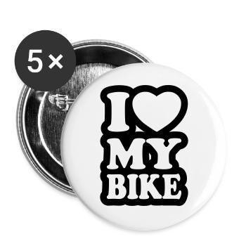 I love my bike - Ich liebe mein Motorrad - Buttons groß 56 mm (5er Pack) - Weiß - Vorne