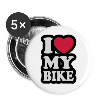I love my bike - Ich liebe mein Motorrad - Buttons groß 56 mm (5er Pack) - Weiß - Vorne