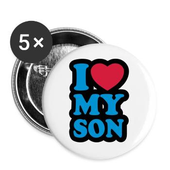 I love my son - J'aime mon fils - Lot de 5 grands badges (56 mm) - blanc - Devant