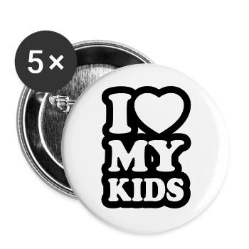 I love my kids - J'aime mes enfants - Lot de 5 grands badges (56 mm) - blanc - Devant