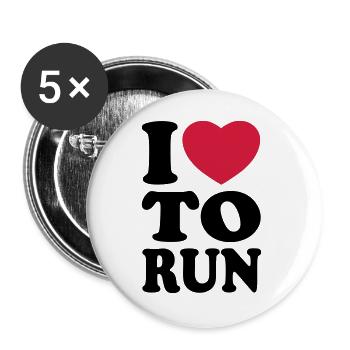 I love to run - Buttons large 2.2''/56 mm (5-pack) - white - Front