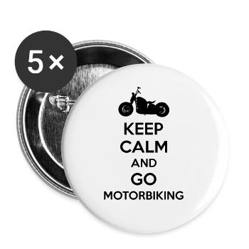 Motorcycle driving, gift keep calm motorbike - Buttons large 2.2''/56 mm (5-pack) - white - Front